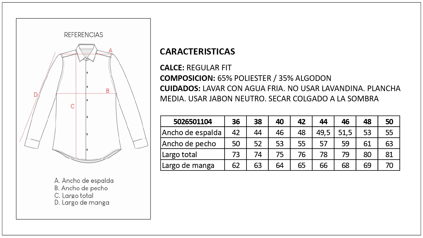 Tabla de Medidas Camisas Britches